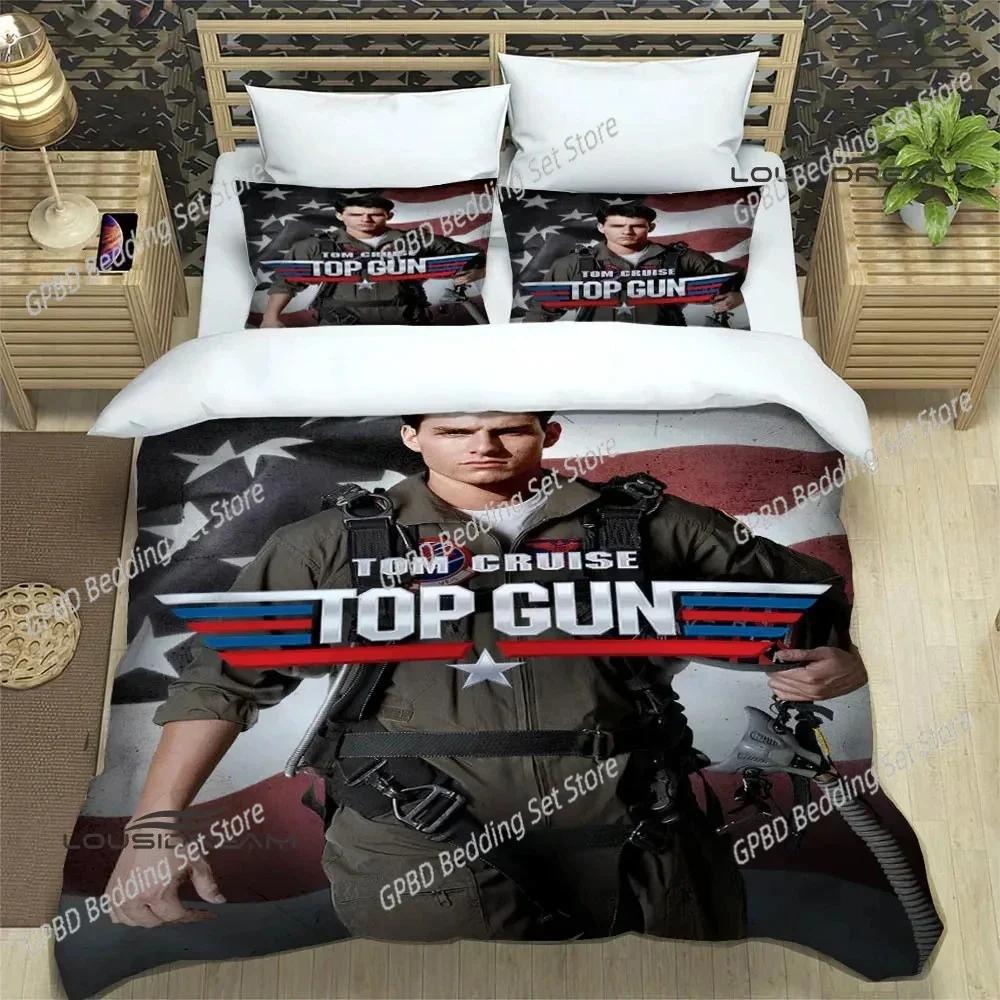 Movie Top Gun Printed Comfortable Duvet Quilt Cover Pillowcase Bedding Set Children Bedroom Decoration Home Textile