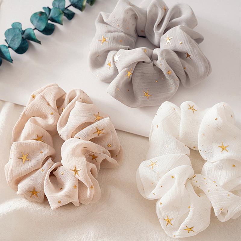 Women Girls Sweet Bright Print Elastic Hair Rubber Bands Ponytail Holder