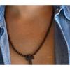 Vintage Cross Pendant Wood Beads Sweater Chains Necklace Bracelet for Unisex Women Men Wedding Jesus Jewerly Party Gifts
