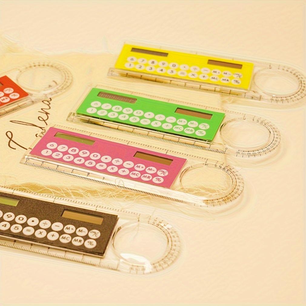 Мини Ультратонкая Линейка с Солнечным Калькулятором и Лупой - Многофункциональные Школьные и Офисные Принадлежности, Прочный Пластик, Идеально для Студентов