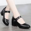 Women's Single Shoes 2025 Summer Breathable Women Pumps Coarse Heel Soft Bottom Work Shoes Casual Comfortable Black Heels Shoes