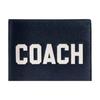 Coach Кошелек 3 в 1 с принтом логотипа-буквы, двойного сложения, из полированной кожи с текстурой гальки, мужской кошелек, темно-синий CP279-DNA