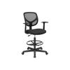 SONGMICS Office Chair Ergonomic Work Stool with Armrests Seat Height 55-75 cm High Work Chair with Adjustable Foot Ring Load Capacity 120 kg Black