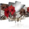 Unframed 5 Pcs Red Flower Royal Insignia Abstrat Floral Paintings Canvas Picture Wall Art Posters for Living Room Home Decor