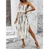 Women's Fashion Print Irregular Hem Halter Dress