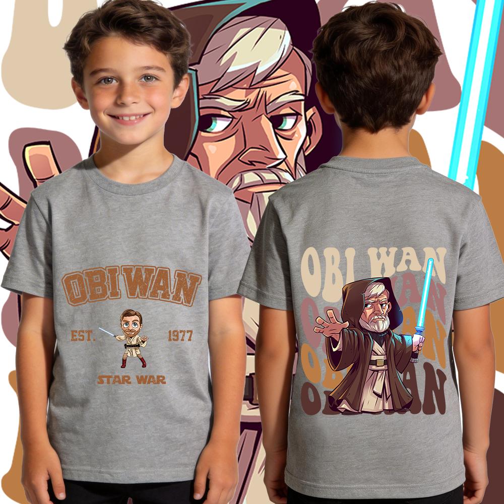 Star Wars ObiWan Kenobi Printed T Shirt for Boys Kids Cotton Casual Short Sleeve Tee Top