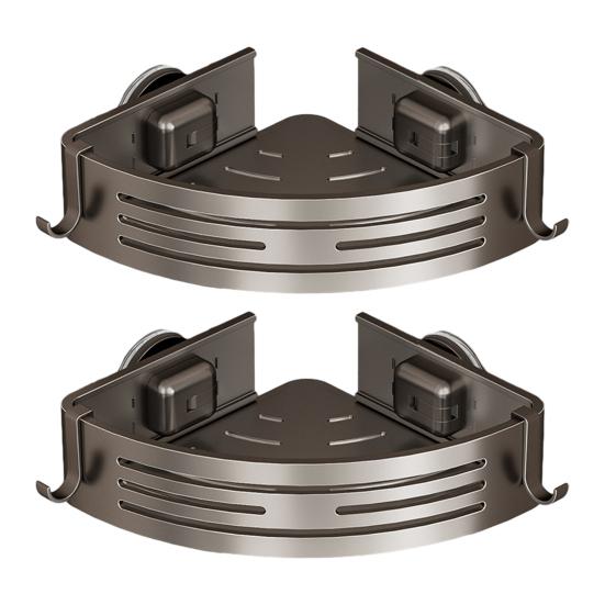 Suction Cup Corner Shelf Triangle Corner Shower Caddy No Drilling Adjustable Bathroom Organizer with Towel Bar Storage Rack for Shower Kitchen