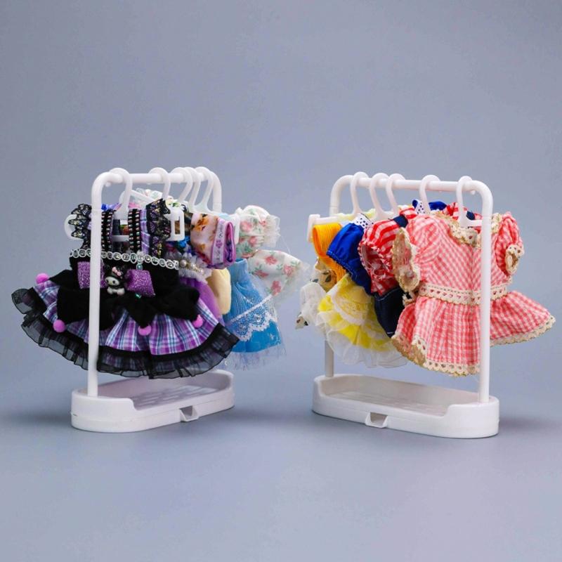 Doll Dress Display Rack Storage Organizer with Hanger Stable Structure Plastic Doll Clothes Stand For Miniature Garment