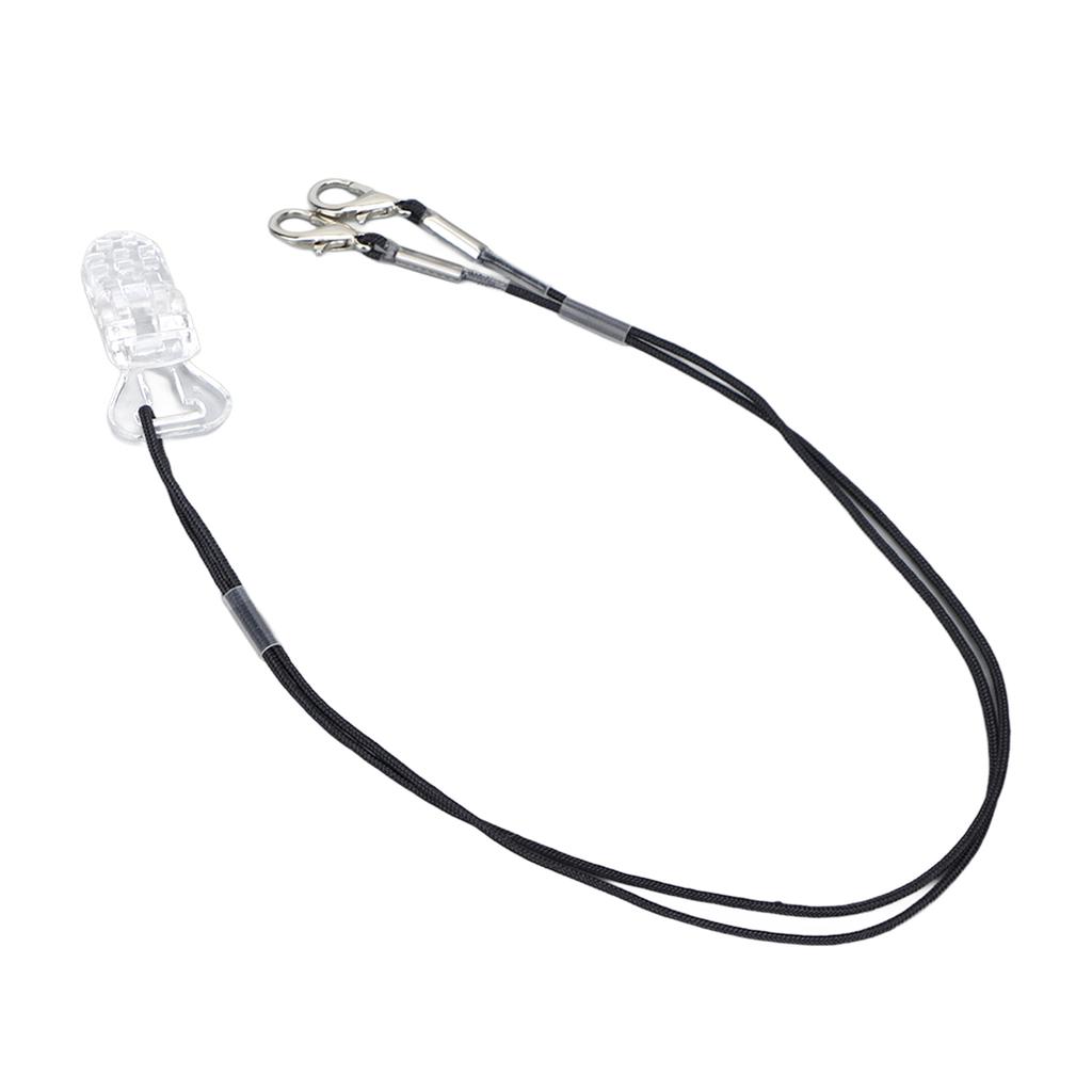 Шнурок для слухового аппарата против потери, черный шнур, прозрачный белый зажим, защитный шнур для слухового аппарата для