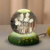 Flower Faux Crystal Ball Night Light 3D Rose Tulip Carnation