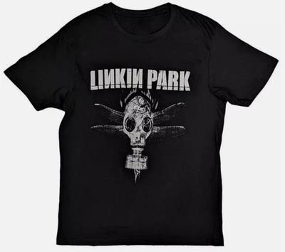 Винтаж Ретро Рубашка LINKIN PARK Противогаз Черная Рубашка - Футболка Комикс Футболка Унисекс Футболка