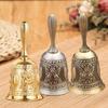 Polished Finish Metal Hand Bell Lotus Vintage Hand Bell Handbells Brass Call Bell  For Teacher
