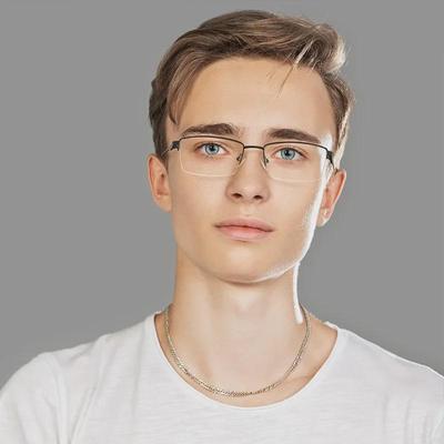 Стильные мужские очки в полуоправе из металла: Защита от синего света, совместимость с близорукостью.