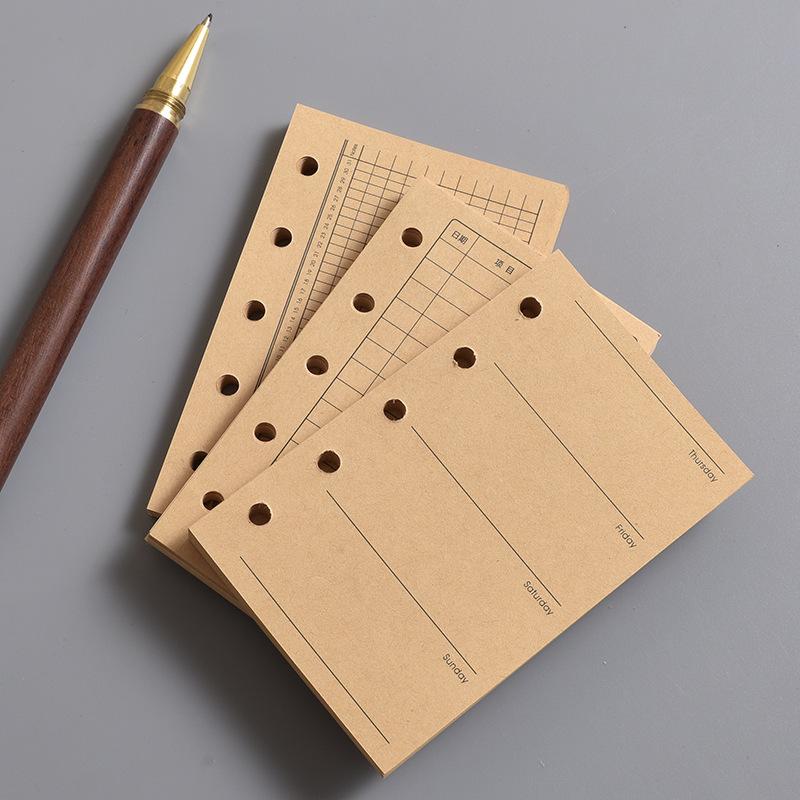 Внутренний лист блокнота M5 Пустая вертикальная линия квадратного блока A8 и Недельный план Одна страница в день для отметок