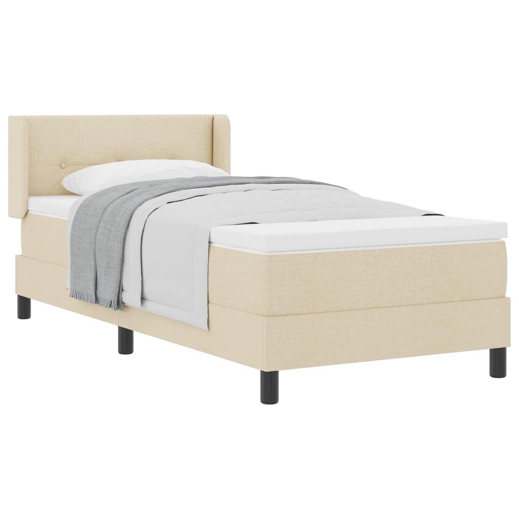 Boxspring bed with headboard Cream 200 x 80 cm Fabric