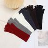 Перчатки с полупальцами чистого цвета, вязаные длинные перчатки для запястья, модные рабочие перчатки для женщин и девочек