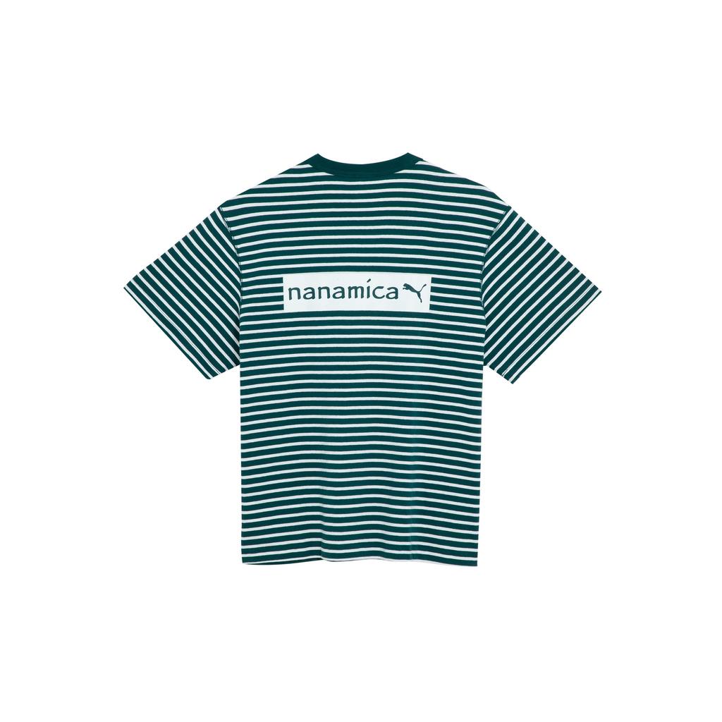 Puma X Nanamica SS23 Collaborative Series Полосатая футболка с круглым вырезом с короткими рукавами Мужские топы Зеленые 539854-80