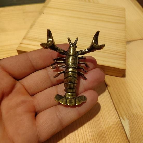 Держатель для ручки-омара, орнамент из латуни, ретро-животное, изысканные фигурки раков, миниатюры, украшения для офиса, рабочего стола, коллекция ремесленных произведений искусства, подставка для ручек