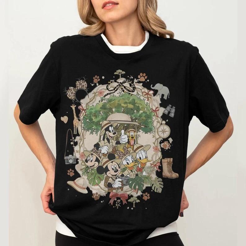 Coquette Bows Mickey Friends Leopard Animal T Shirt Unisex 2
