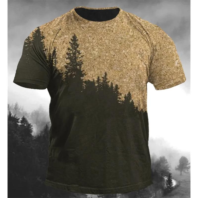Винтажные футболки с 3D-принтом в виде дерева, свободные, оверсайз, модные, спортивные топы, уличные, повседневные мужские футболки