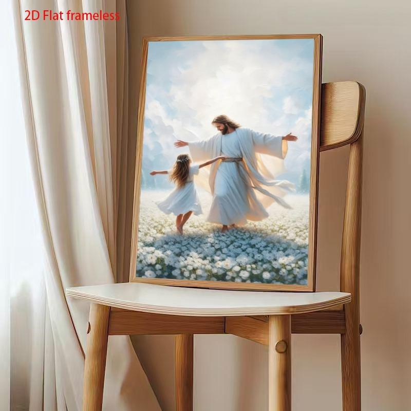1pc Dancing Angel Frameless Canvas Wall Art - Inspirational Christian Print, Sacred Ring Spirit Decor, Suitable for Home, Church, Prayer Room