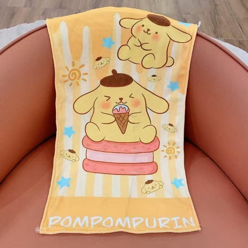 1pc Sanrio Characters Beach Towel Set Polyester - Lightweight Quick Dry Soft Swimming Travel Towels, Cute Stripe Pattern, Unisex