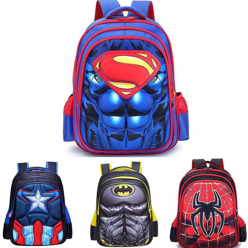 Spiderman Batman 3d Captain America Childrens School Bag Backpack For Boys Kids