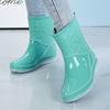 High Quality Turquoise Jelly Women's Anti-Slip Rain Boots | Summer PVC Ankle Boots with Cushioned EVA Insole & TPR Sole