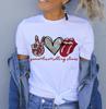 Футболка Peace Love Rolling Stones, милые футболки унисекс с ее рок-н-ролльным сердцем