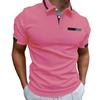 New Men's Short-Sleeved Casual Polo Shirt with Imitation Chest Pocket, Collar and Button-Front Business T-Shirt Top for Men