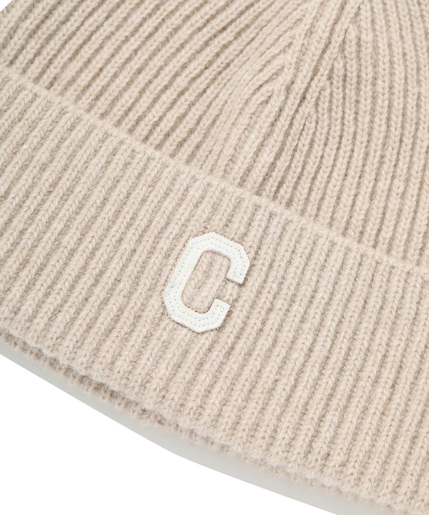 COVERNAT C-Logo Felt Applique Beanie Beige