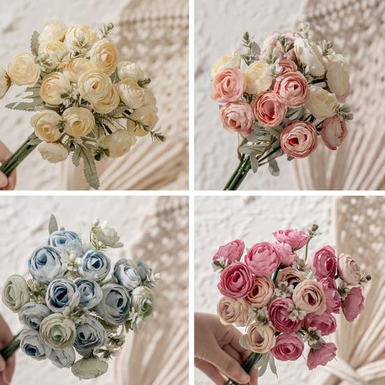 1 Bouquet Artificial Tea Bud Flower 18 Heads Non-withering Realistic No Watering