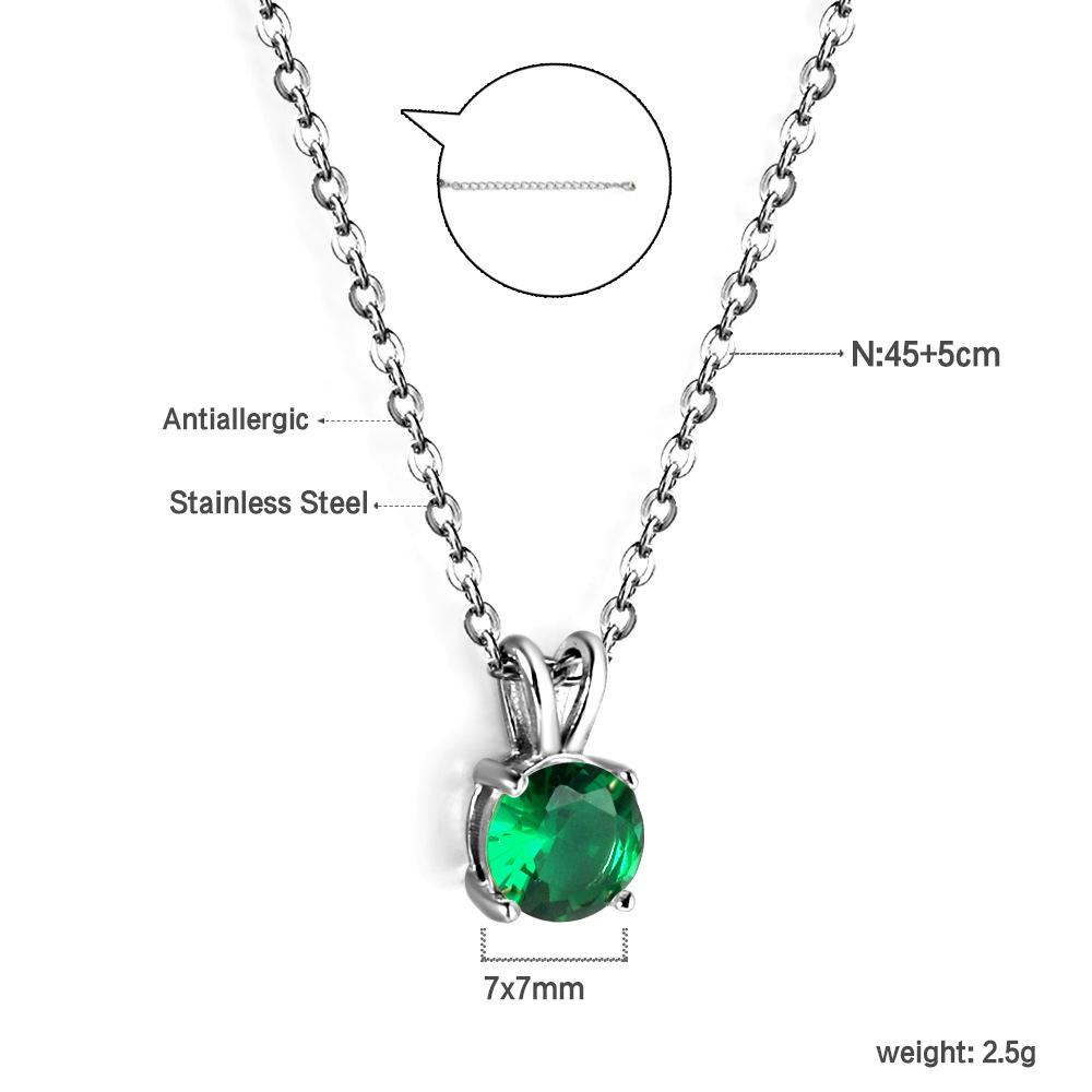 Elegant White Diamond Pendant Necklace Simple Round Collarbone Chain Jewelry For Women