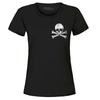 Distressed Skull and Crossbones Pocket Size Women's T-Shirt Novelty Shirt