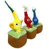 Pikmin Pull-Out Plush Toy Mascot Official Merchandise with Toy Diamond, Size 13cm (Set of 3)