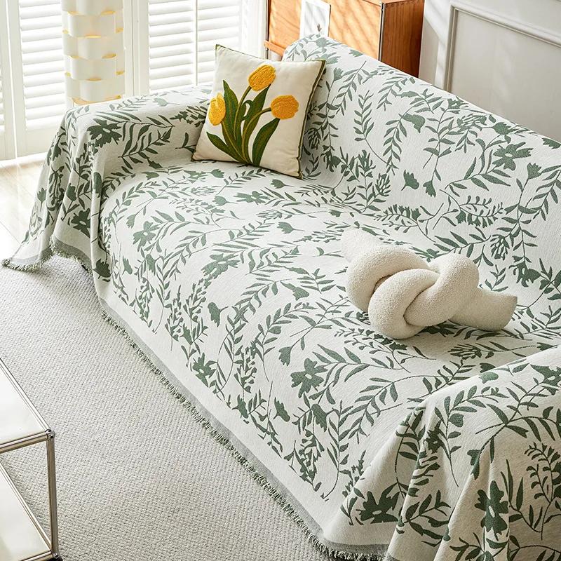 Universal Sectional Anti-cat Scratch Sofa Cover Soft Chenille Embroidered Sofa Towel Anti-slip Couch Cover for Living Room