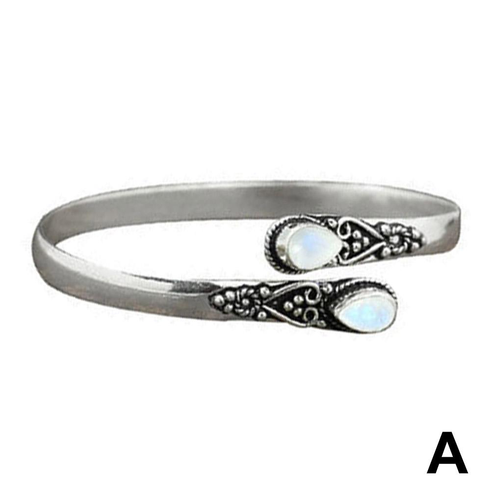 Vintage Blue Amber Stone Open Adjustable Bracelet For Men Casual Jewelry Cuff Women Bracelet Gi K4X8