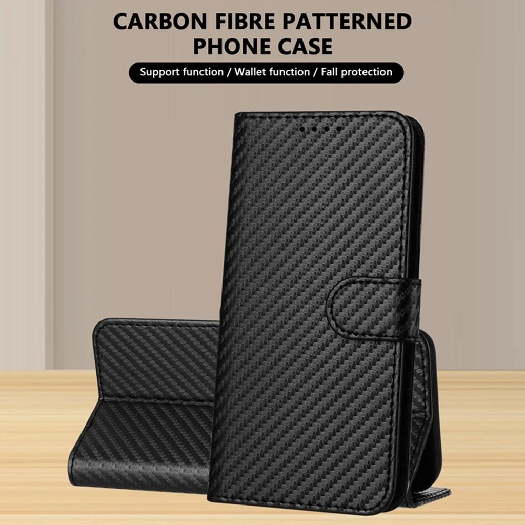 Business Carbon Fiber Flip Case For Xiaomi 14 13 12 Lite 13T 12T 11T 10T Redmi Note 13 12 11 10 9 13C 12C 10C 9C Poco X6 X5 M3 Pro Magnetic Cover