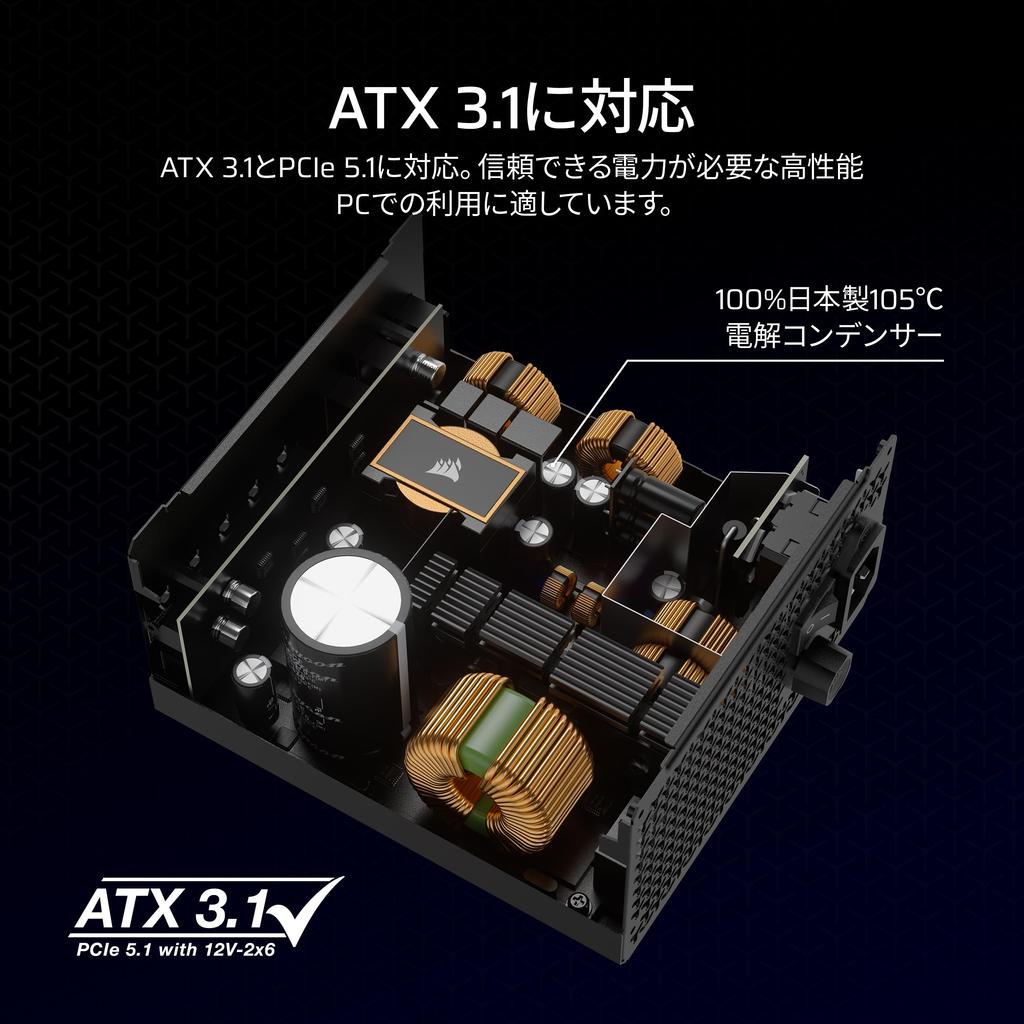 CORSAIR RM750x 2024 Model PC Power Supply Unit 750W Compatible 80PLUS Gold Certified Fully Modular 12VHPWR Cable Included ATX3.1 PCIe5.1 CP-9020285-JP