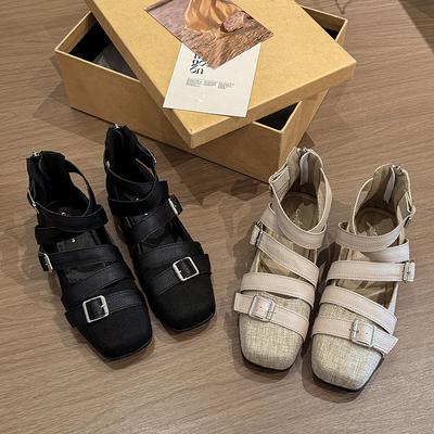 2025 Балетки Женские Дизайн Перекрестная Шнуровка Мягкая Подошва Круглый Носок Молния Удобные Однотонные Платье Балетки Женские Летние