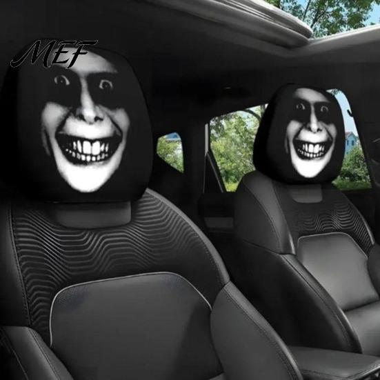 Vehicle Interior Comfort Accessories Halloween Car Headrest Cover, Scary Pattern Print Stretchable Auto Maintenance Supplies Protector, Breathable