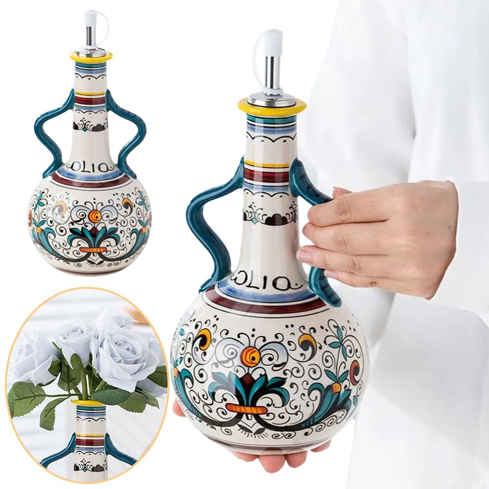 Диспенсер для оливкового масла, рельефная керамическая бутылка для масла, уксуса, 700 мл, керамическая бутылка для хранения приправ R8P1
