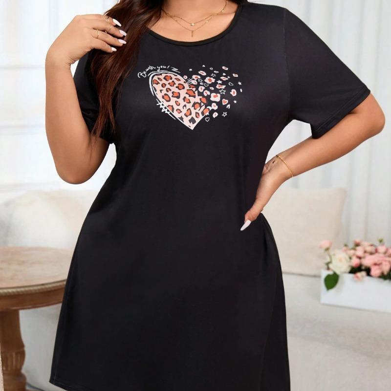 Summer Dress Women's Pajamas Plus Size Short-sleeved Short Casual Nightgown Loose Homewear