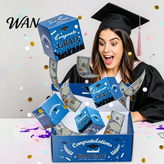 Explosion Gift Box 2026 Graduation Box, DIY Pop Up Money Holder Interactive Folding Bounce Cash Card for Grad Party Supplies