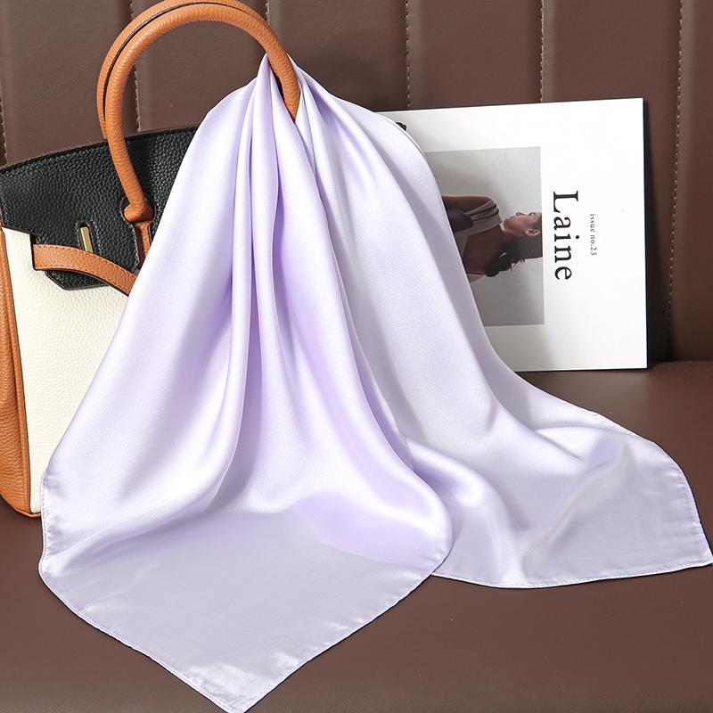 Luxury Brand 21Colors Solid Neck Tie Shawl Silk Square Scarf Women 70cm Hair Hand Wrist Headkercheif Hijab Bandana