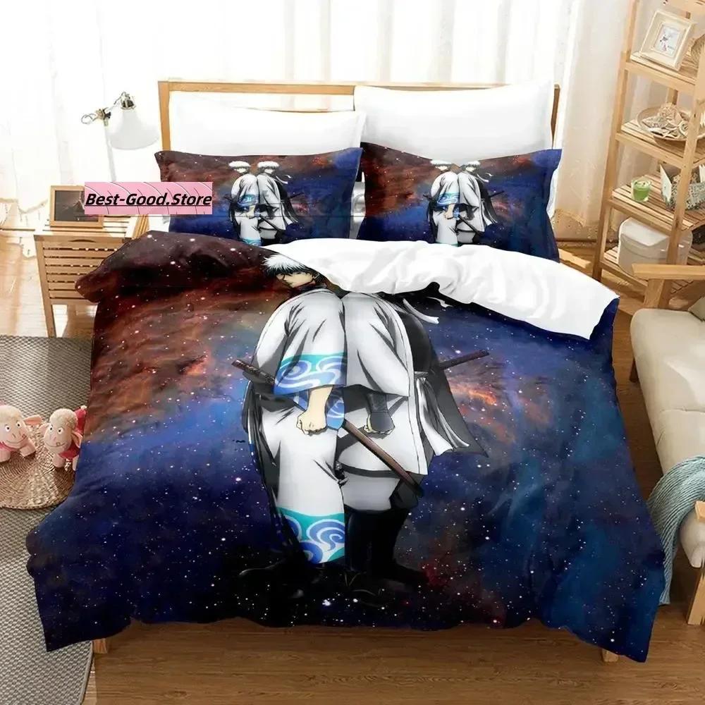G-Gintamas Bedding Set Duvet Cover Sheet Printed Bed Set Pillowcase Bed Full Q-Queens King Size Comforter Bedroom