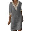 Летнее женское платье с вырезом крючком и V-образным вырезом с короткими рукавами, подходящее по цвету свободное ретро длиной до колена, мягкое дышащее повседневное платье миди для свиданий