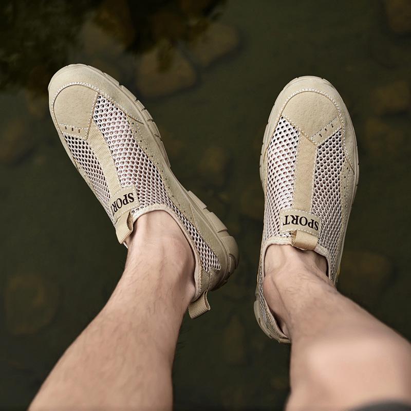 Летняя мужская повседневная обувь с дышащей сеткой, мужские лоферы, уличная прогулочная обувь, мокасины, мужская обувь