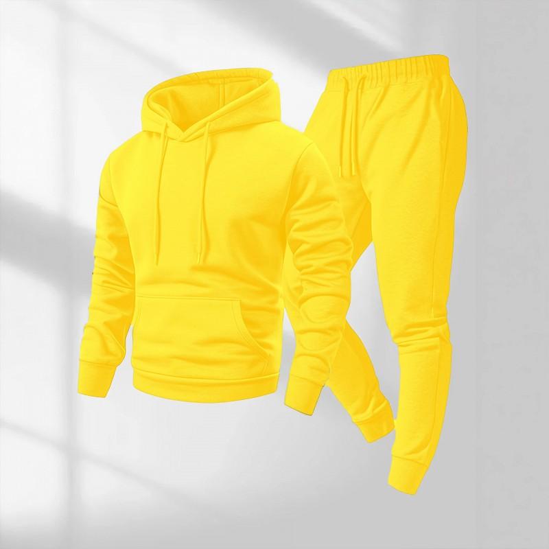 Mens Winter 220g Cotton Hoodie Set Casual Long Sleeve Top Slim Fit Jogger Pants