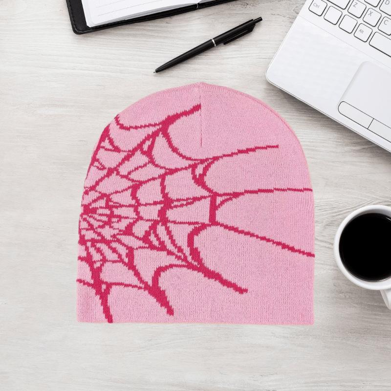 Шапка вязаная шерстяная акриловая с готическим узором паука Y2K женская бини зимняя теплая шапка гранж хип-хоп повседневная шапка-бини для улицы